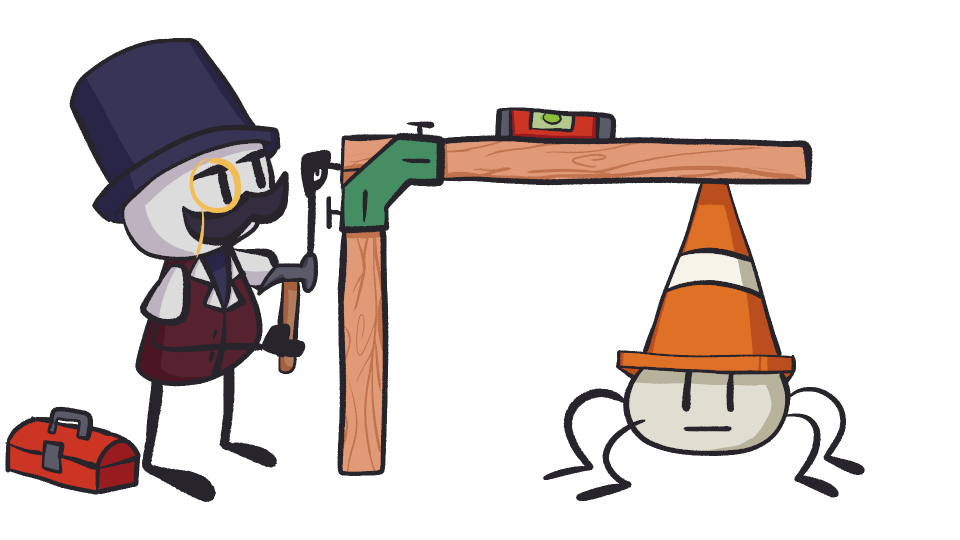 Mr. Toppy using Conehead to build a table
